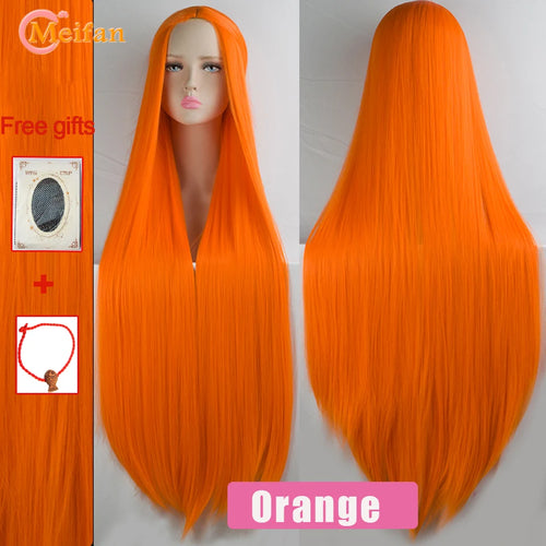 MEIFAN 100CM Synthetic Cosplay Anime Costume Wig Blonde Blue Red Pink