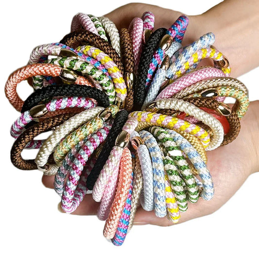 6pcs Women Colorful Braided Hair Scrunchies Elastic Hair Tie For Girls