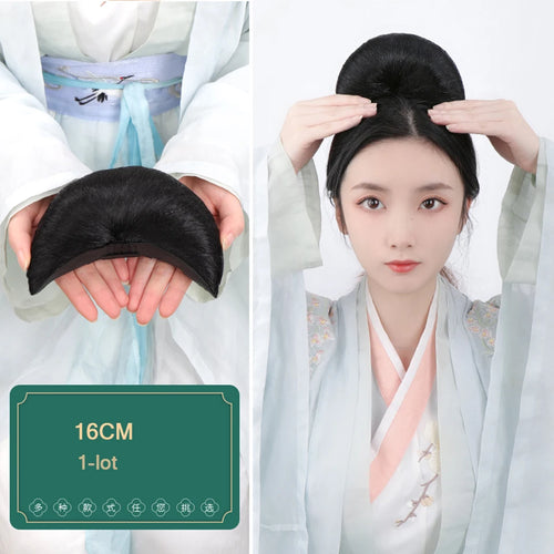 AOSI Synthetic Chinese Traditional Hanfu Wig Hair Bun Retro Black