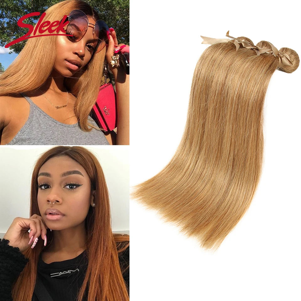 Sleek Honey Blonde 27 Color Mink Brazilian Natural Remy Straight Hair