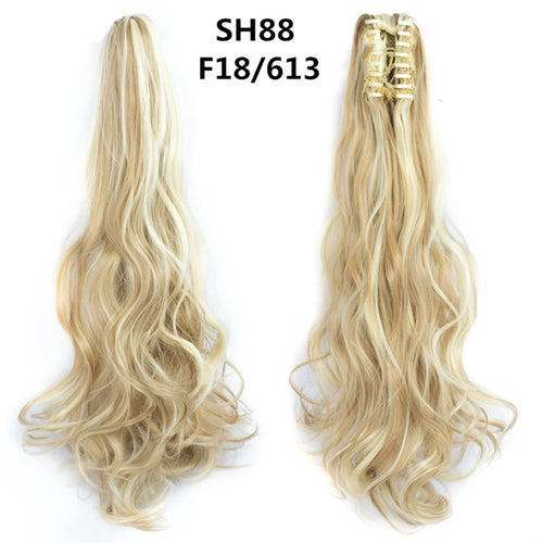 Long Wavy Straight Claw Clip On Ponytail Hair Extension Synthetic