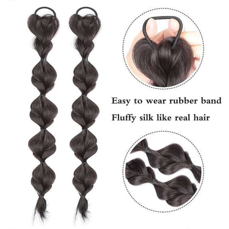 New Concubine Synthetic Bow Ponytail High Elastic Wig Woman Hair Side