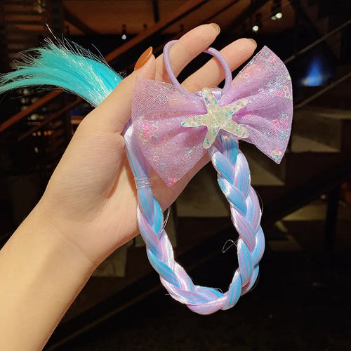 2023 New Girls Cute Cartoon Bow Butterfly Colorful Braid Headband Kids