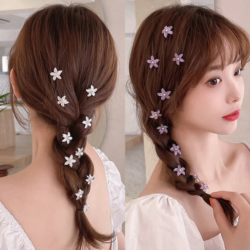 Small Flower Hair Buttons Hairpin 10PCS/lot Girls Women Hair Clips