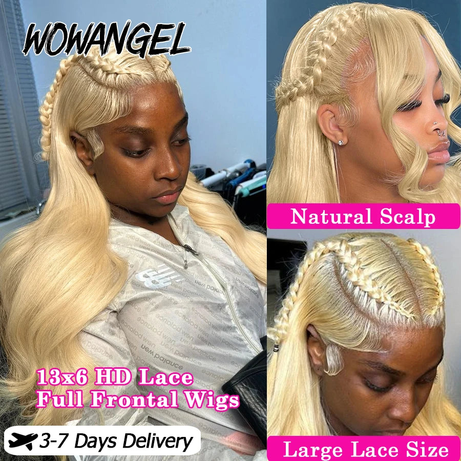 Wow Angel 250% #613 HD Lace Front Wigs 13x6 Blonde Body Wave Wig 13x4