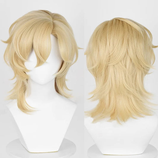 Honkai Star Rail Aventurine Wig Synthetic Short Straight Blonde Middle