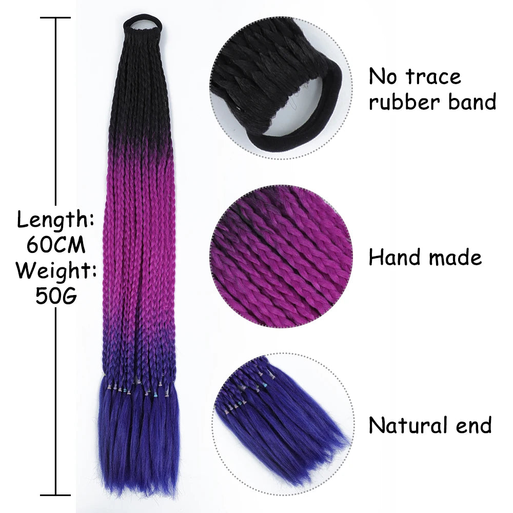 AZQUEEN Synthetic Gradient Color Dirty Braided Ponytail 60CM Elastic