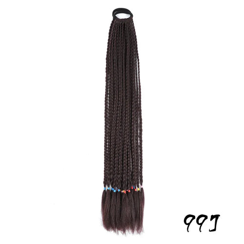 Synthetic Colored Braided Ponytail Hair Extension 60CM Elastic Rubber