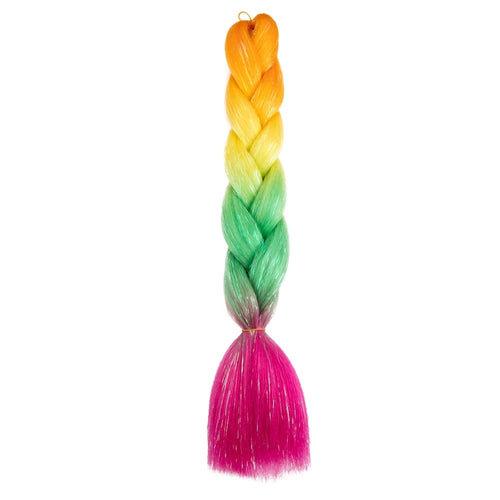 Synthetic Ombre 24inch Glitter Jumbo Braids Extensions Sparkle Rainbow