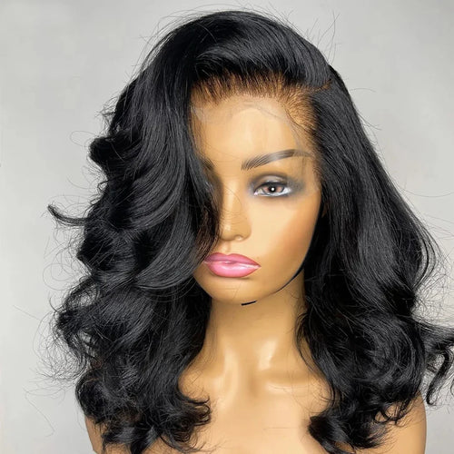 200% Density Short Bob Body Wave Lace Frontal Wig 14 16 Inch 13x4