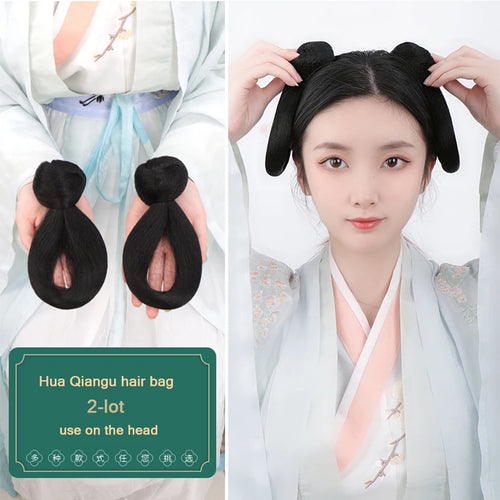 AOSI Synthetic Chinese Traditional Hanfu Wig Hair Bun Retro Black