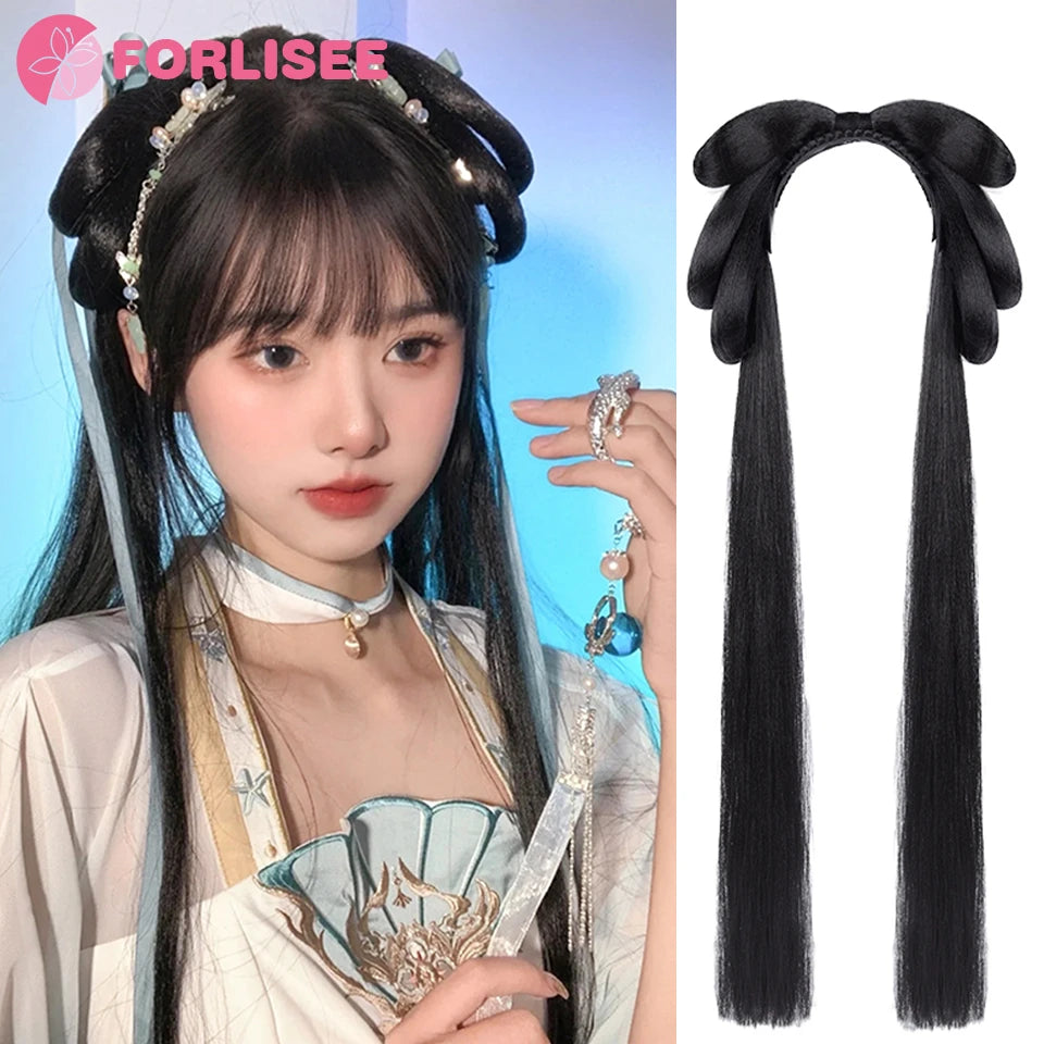 Synthetic Ancient Costume Hanfu Wig All-in-one Lazy Hairband Ancient