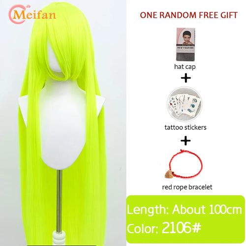 MEIFAN 100CM Synthetic Cosplay Anime Costume Wig Blonde Blue Red Pink