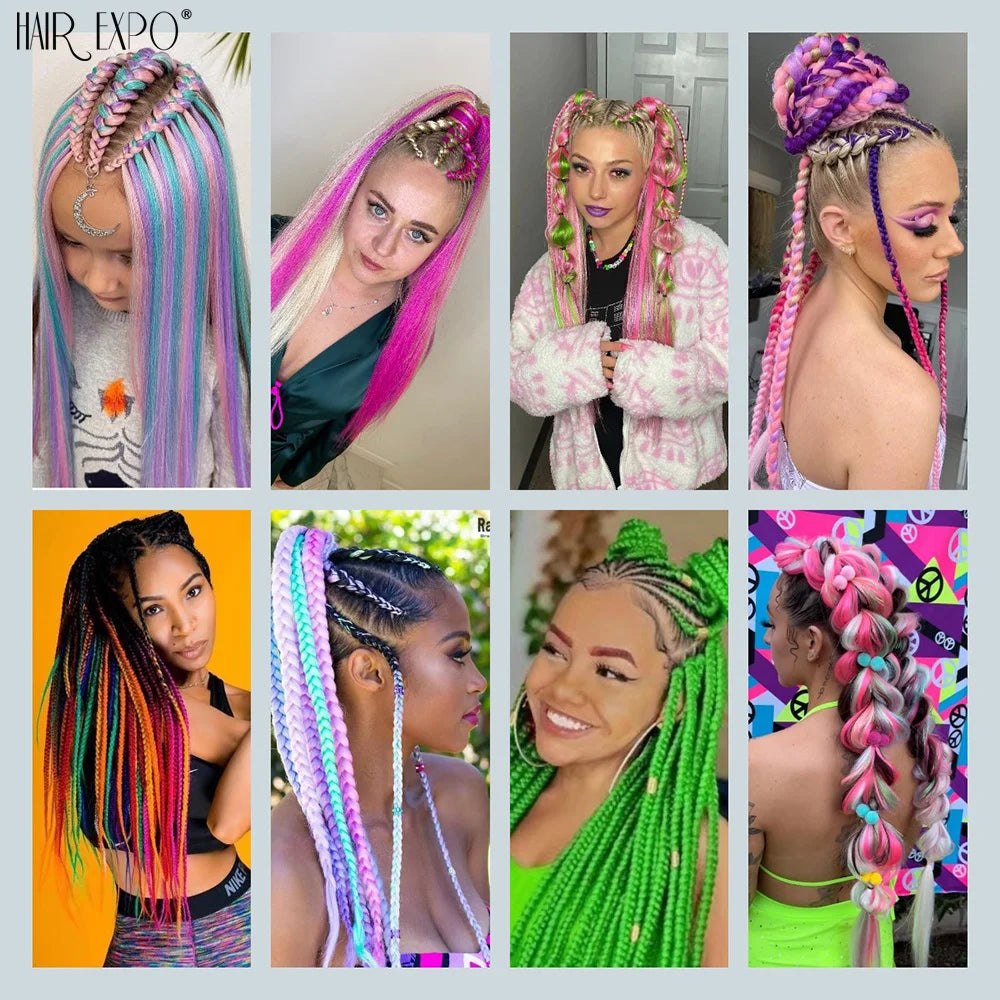 26Inch Easy Braids Hair Synthetic Colourful Pre Stretched Braiding