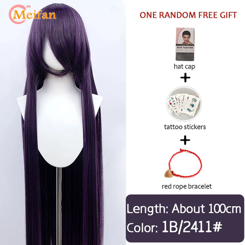 MEIFAN 100CM Synthetic Cosplay Anime Costume Wig Blonde Blue Red Pink