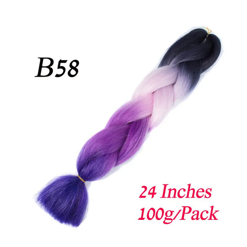 Synthetic 24Inch 100G Wholesale Single Ombre Color Glowing Hair