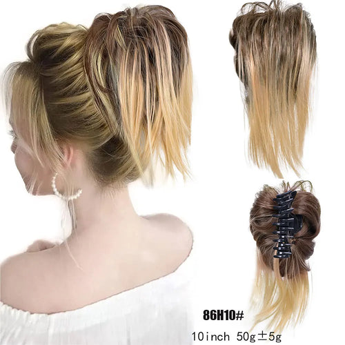 Long Wavy Straight Claw Clip On Ponytail Hair Extension Synthetic