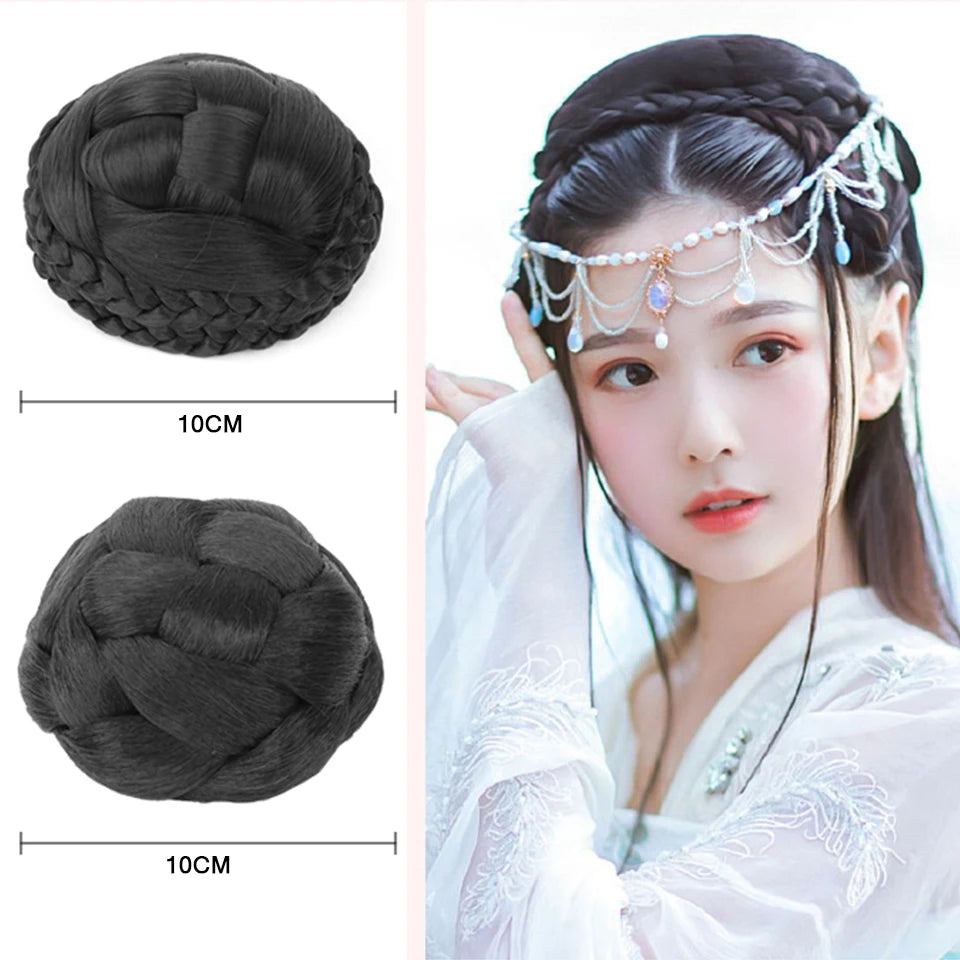 AOSI Synthetic Chinese Traditional Hanfu Wig Hair Bun Retro Black