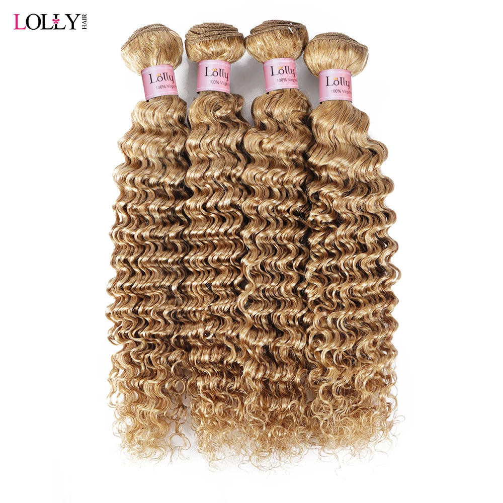 #27 Honey Blonde Bundles Deep Wave Hair Bundles Brazilian Hair Weave