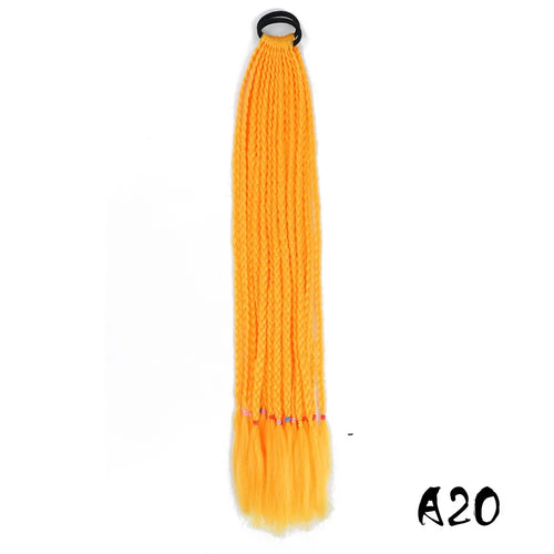 Synthetic Colored Braided Ponytail Hair Extension 60CM Elastic Rubber