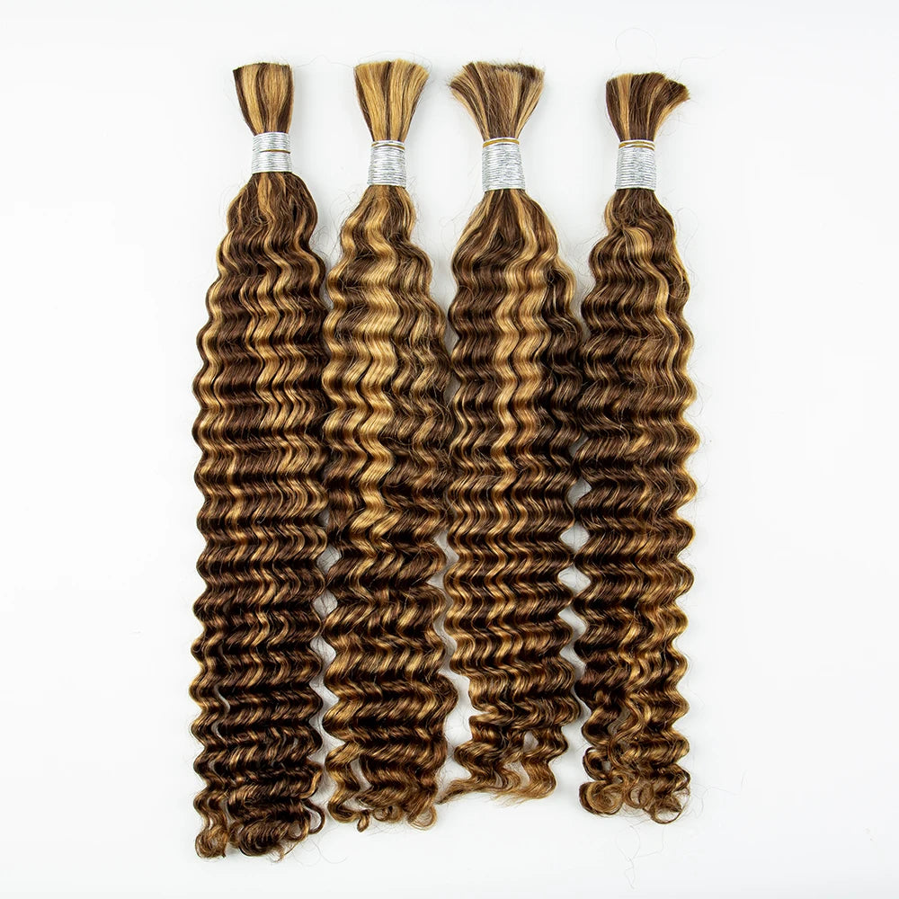 NABI Highlight P4/27 Ombre Curly Hair Braiding Bundles Deep Wave Hair