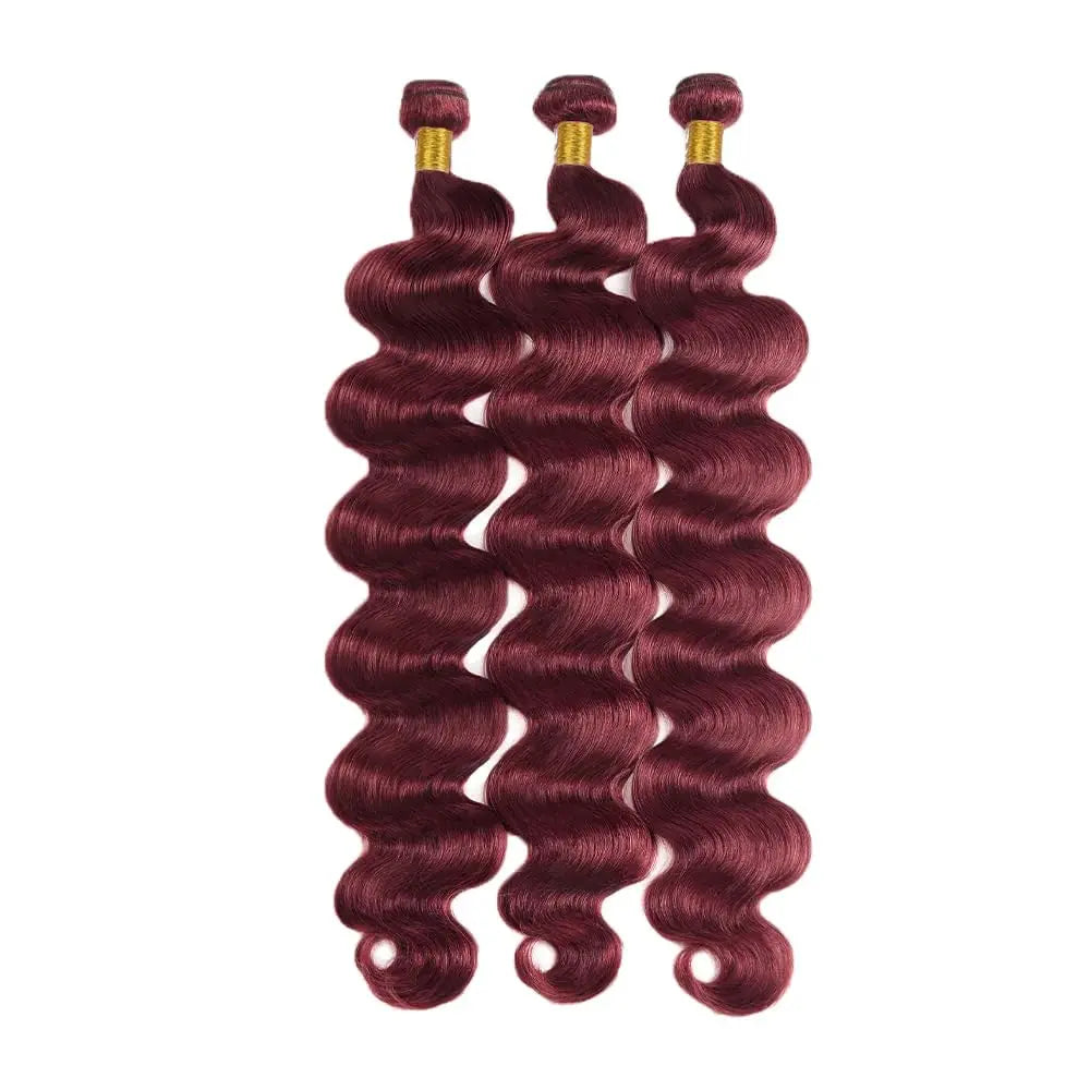 Human Hair Bundles Burgundy Body Wave Bundles Brazilian Red Color