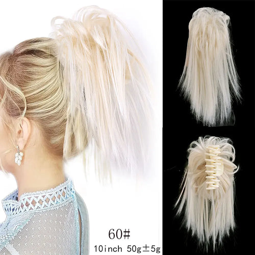 Long Wavy Straight Claw Clip On Ponytail Hair Extension Synthetic