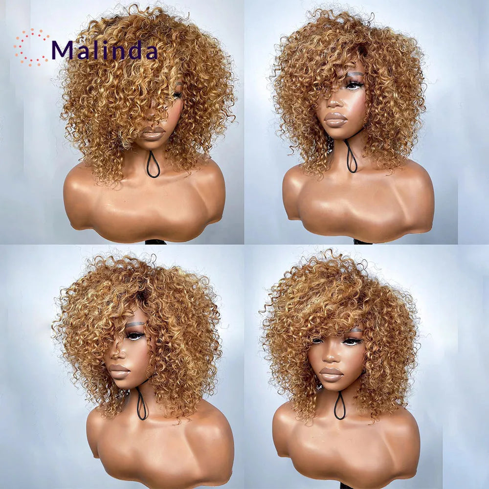 Honey Blonde Curly 13x4 Invisible Transparent Lace Front Wig