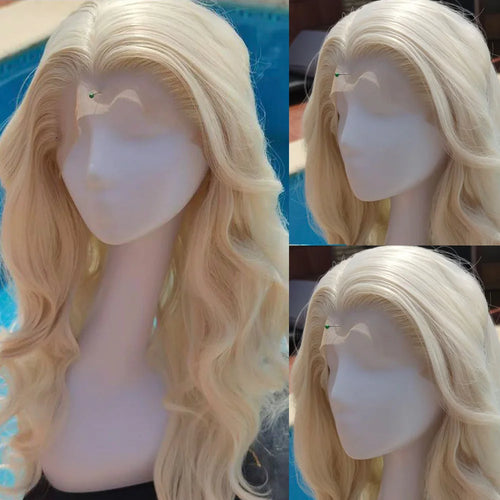 Synthetic Hair Blonde Body Wavy Soft Natural Hairline Straight Lace