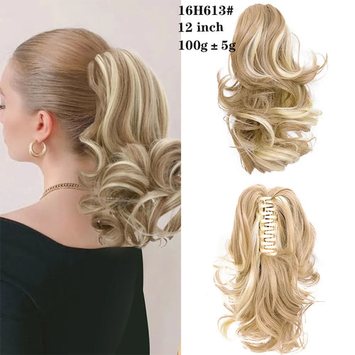 Long Wavy Straight Claw Clip On Ponytail Hair Extension Synthetic