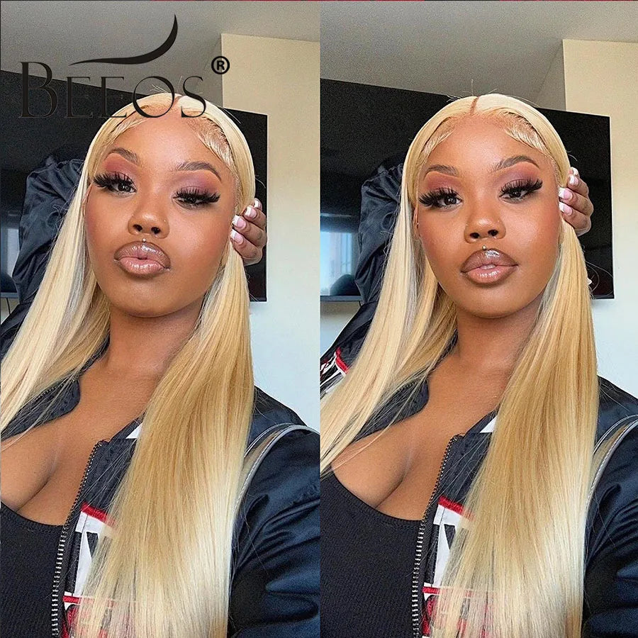 BEEOS 250% 34inch 613 Blonde 13x6 HD Full Lace Frontal Human hair Wigs