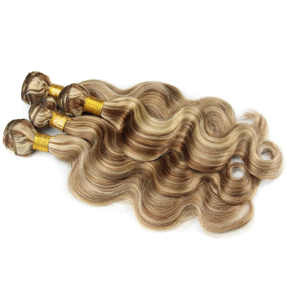 Piano Color P4/613 Highlight Bundles And Closure Remy Body Wave Ash