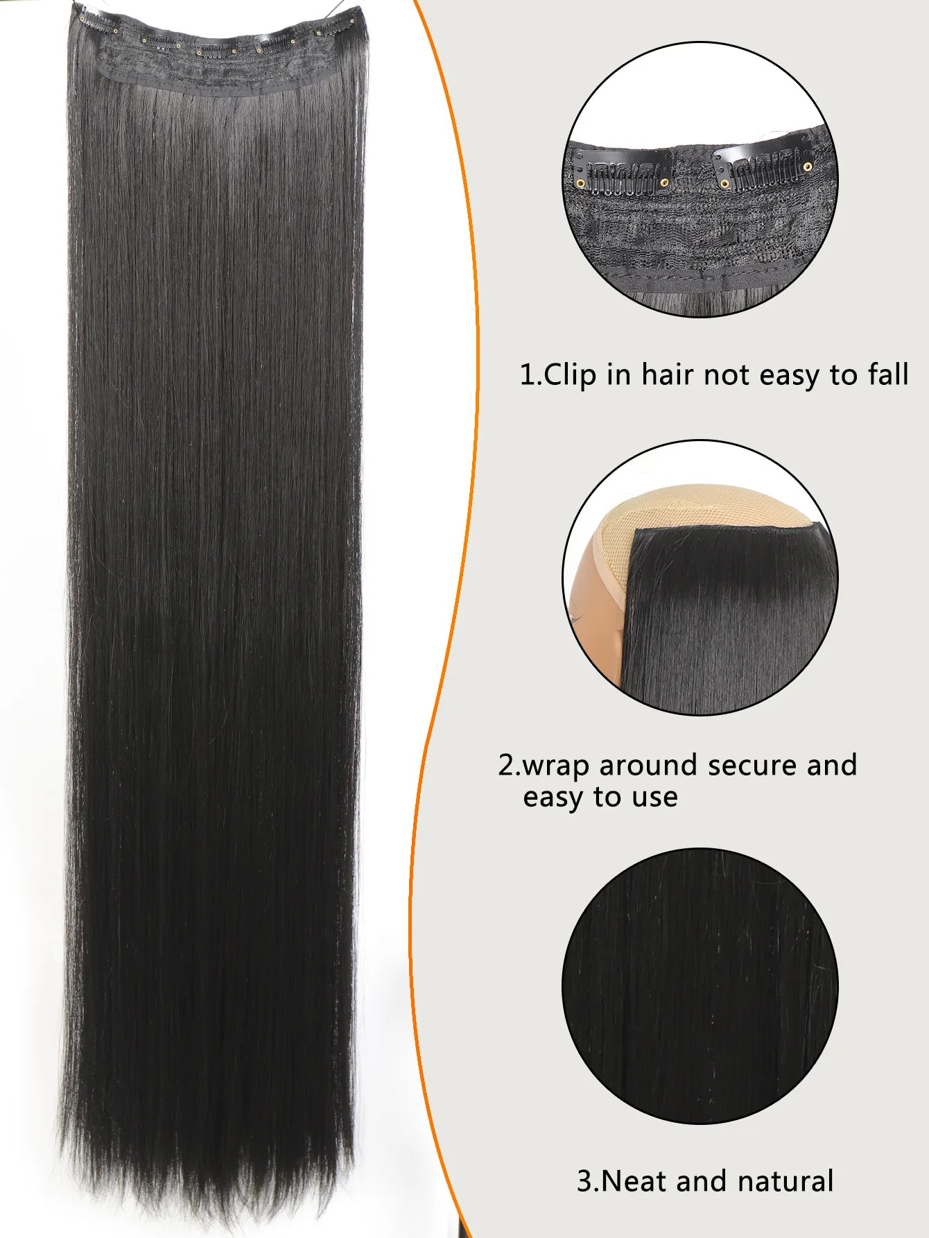 Synthetic 5 Clip In Hair Extensions Long Straight Hairstyle Hairpiece