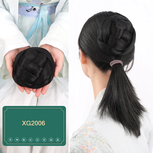 AOSI Synthetic Chinese Traditional Hanfu Wig Hair Bun Retro Black