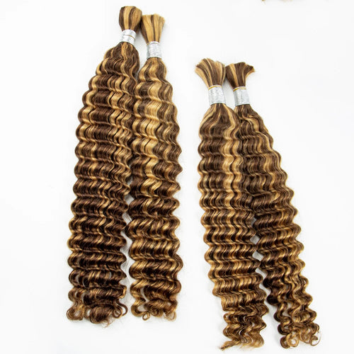 NABI Highlight P4/27 Ombre Curly Hair Braiding Bundles Deep Wave Hair