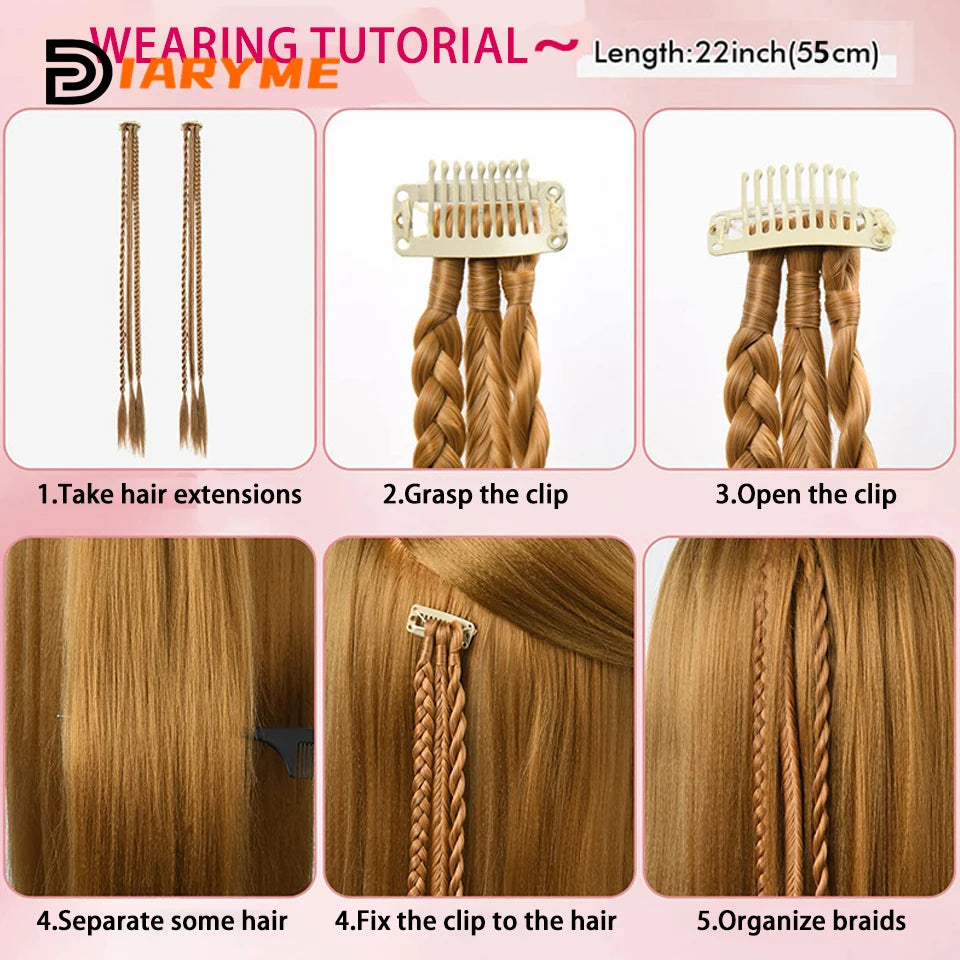 Synthetic Wig Braids With Clip Boxing Braid Dreadlocks Clip In Hair