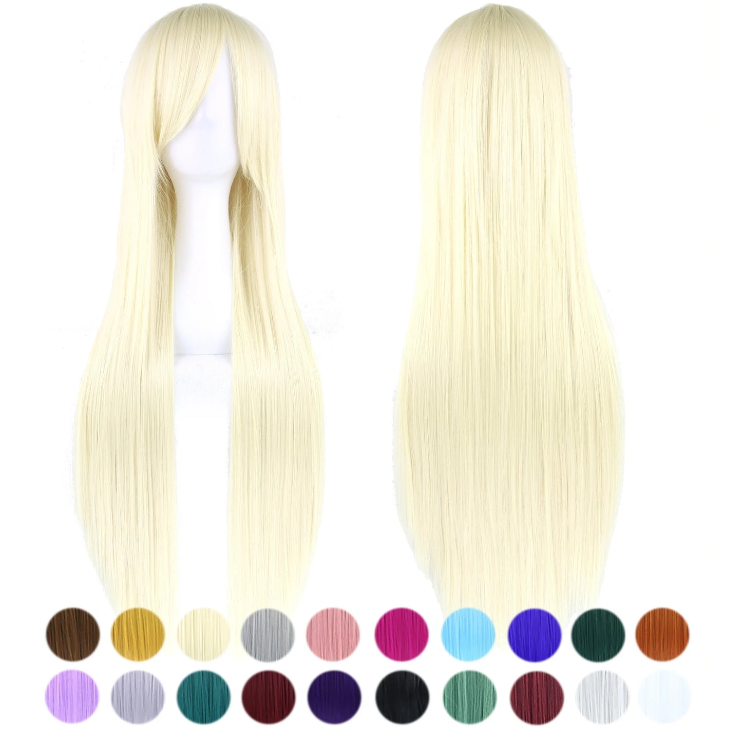 80cm Long Blonde Straight Synthetic Hair Cosplay Wig with Bangs