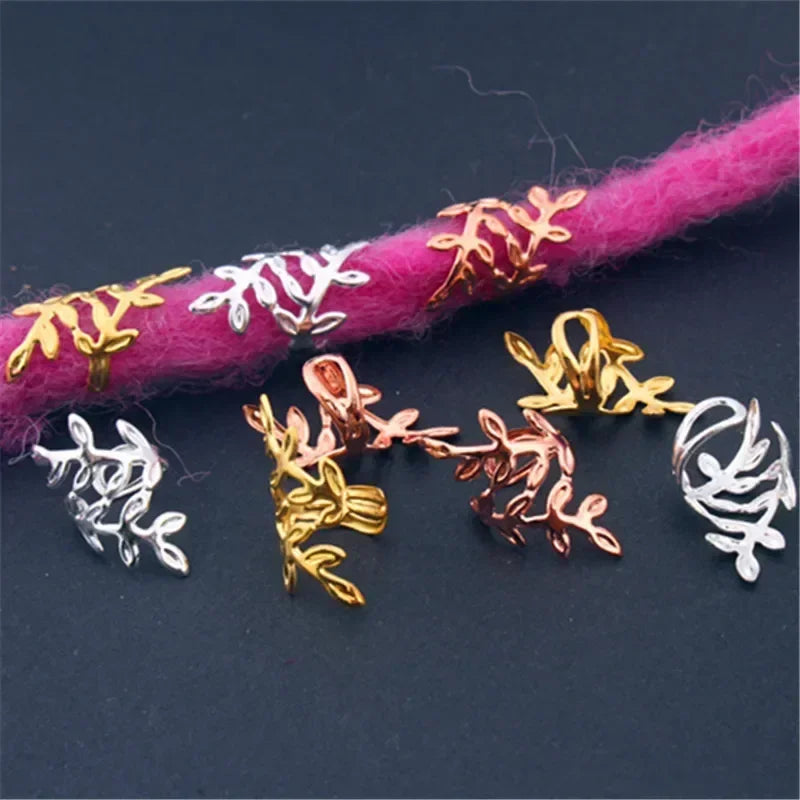 20pcs Gold Silver Dreadlock Hair Rings Adjustable Cuff Clip Hair