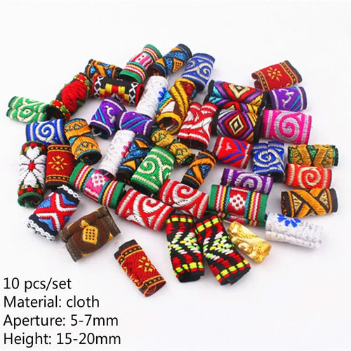 10Pcs/Set Mix Color Cloth Hair Braid Rings Links Dread Braids