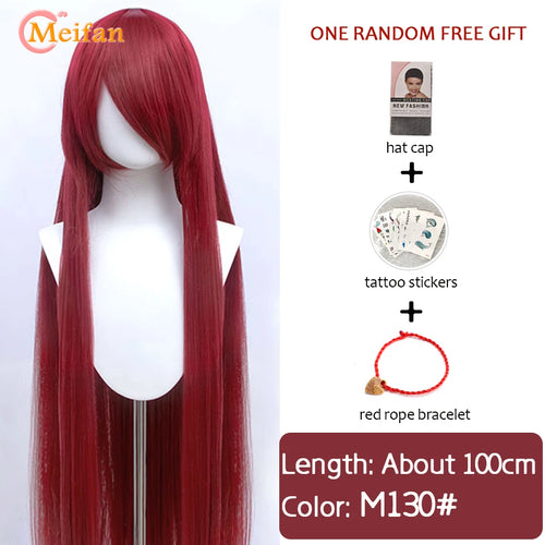 MEIFAN 100CM Synthetic Cosplay Anime Costume Wig Blonde Blue Red Pink