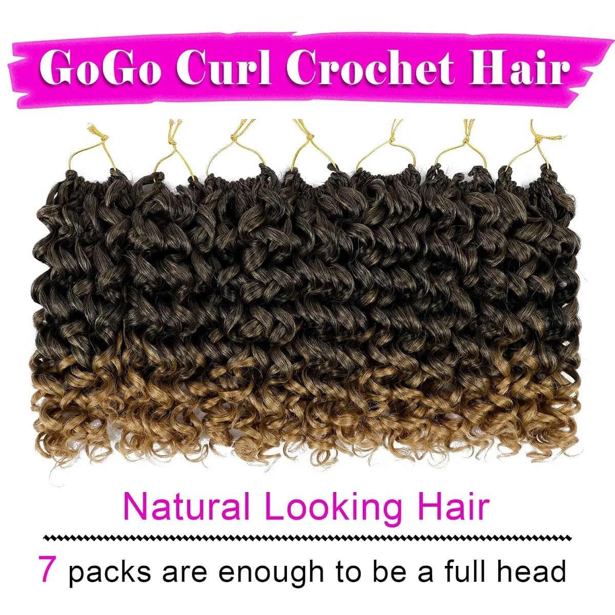 7 Packs GoGo Short Curl Crochet Hair 12 Inch for Women Beach Water