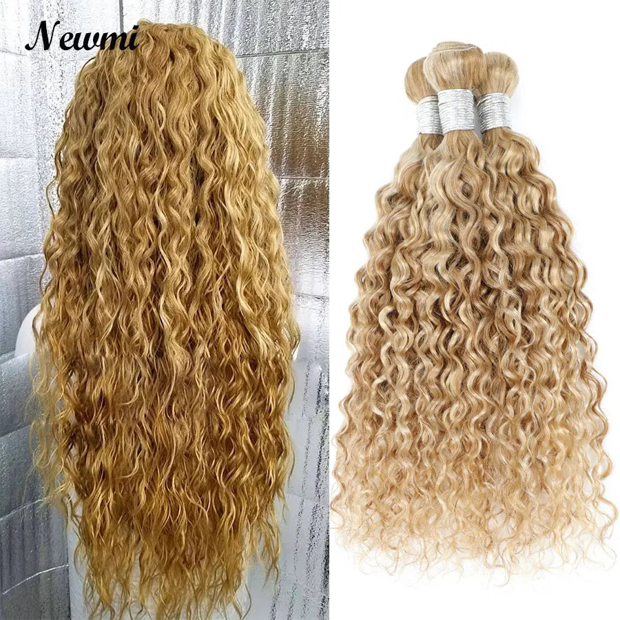 Highlight Water Wave Bundles P27/613  Human Hair Bundles 8 -30 Inch