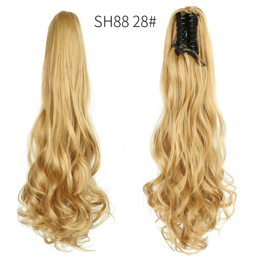 Long Wavy Straight Claw Clip On Ponytail Hair Extension Synthetic