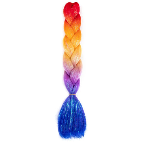 Synthetic Ombre 24inch Glitter Jumbo Braids Extensions Sparkle Rainbow