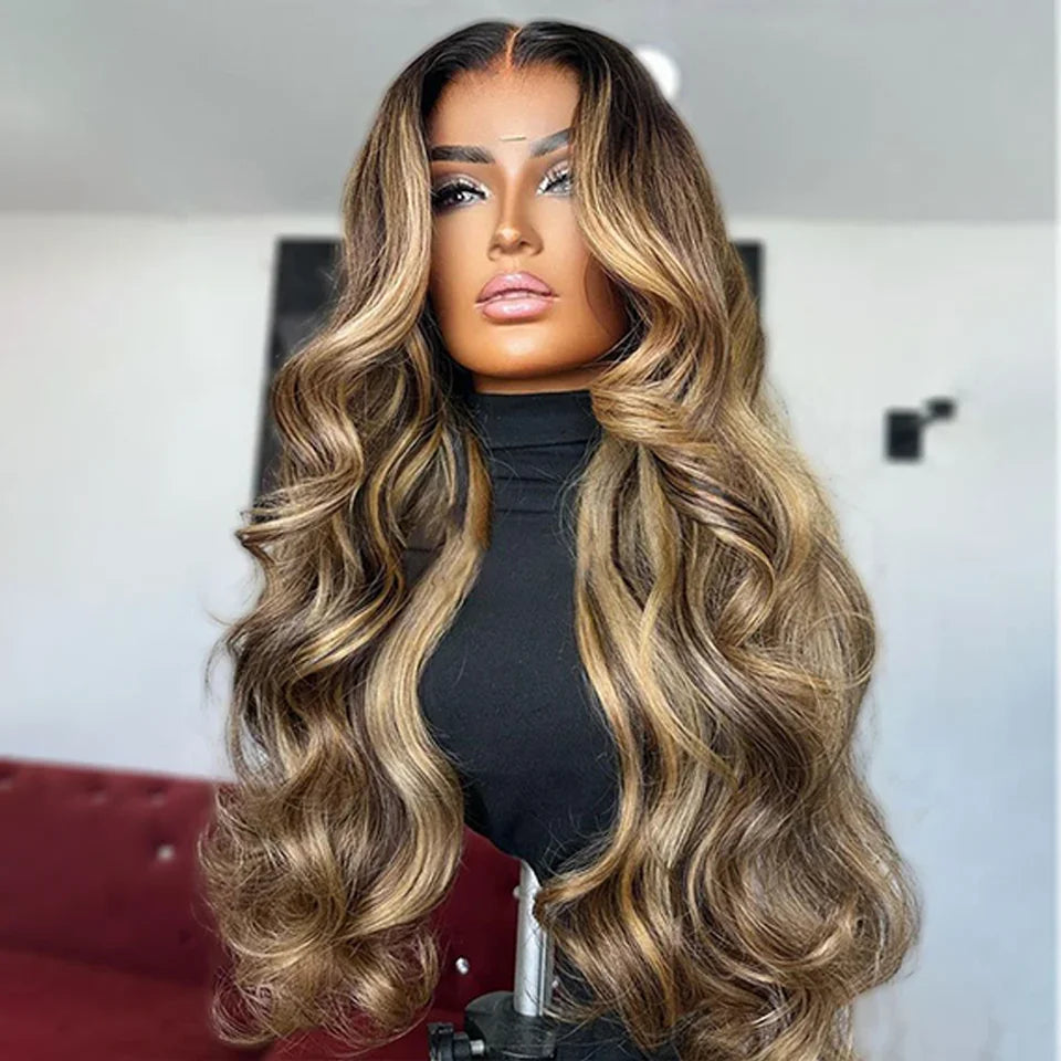 1B/27 Blonde Balayage Highlight Wig Body Wave 13x6 HD Lace Frontal Wig