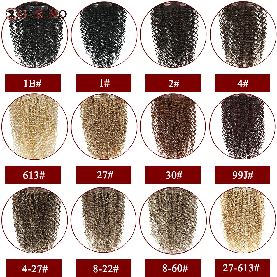 Kinky Curly Clip In Human Hair Extensions 3Pcs/Set Blonde Clip On