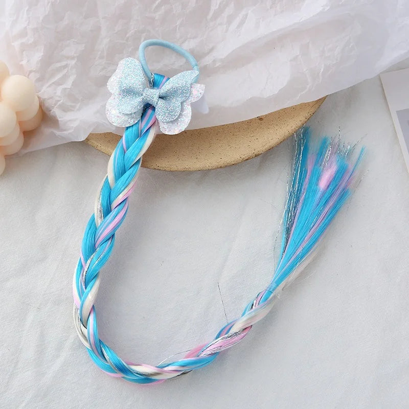 2023 New Girls Cute Cartoon Bow Butterfly Colorful Braid Headband Kids