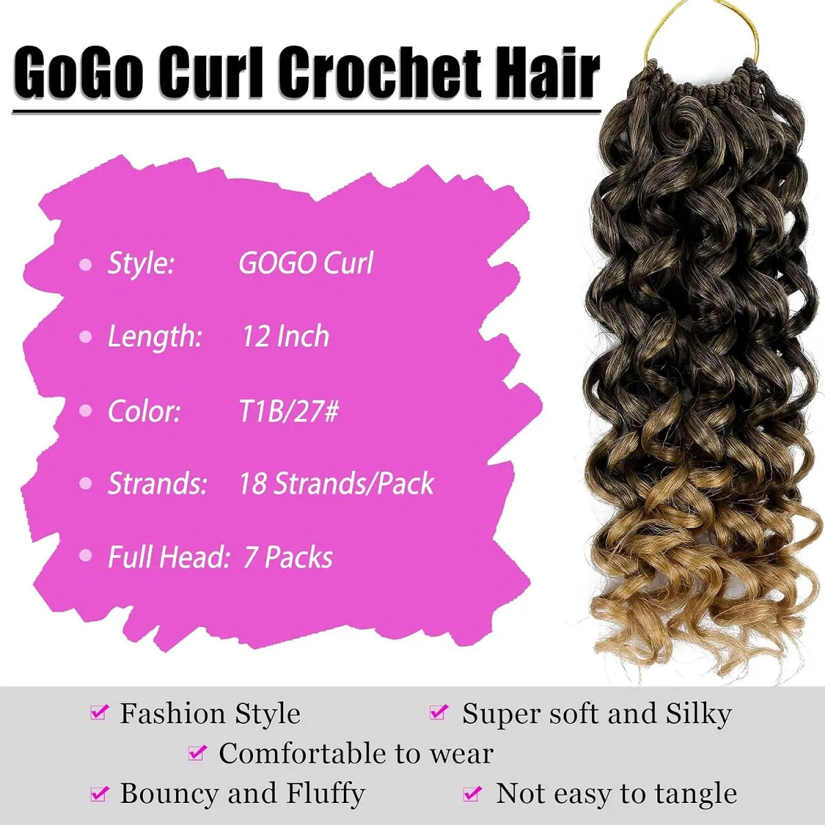 7 Packs GoGo Short Curl Crochet Hair 12 Inch for Women Beach Water