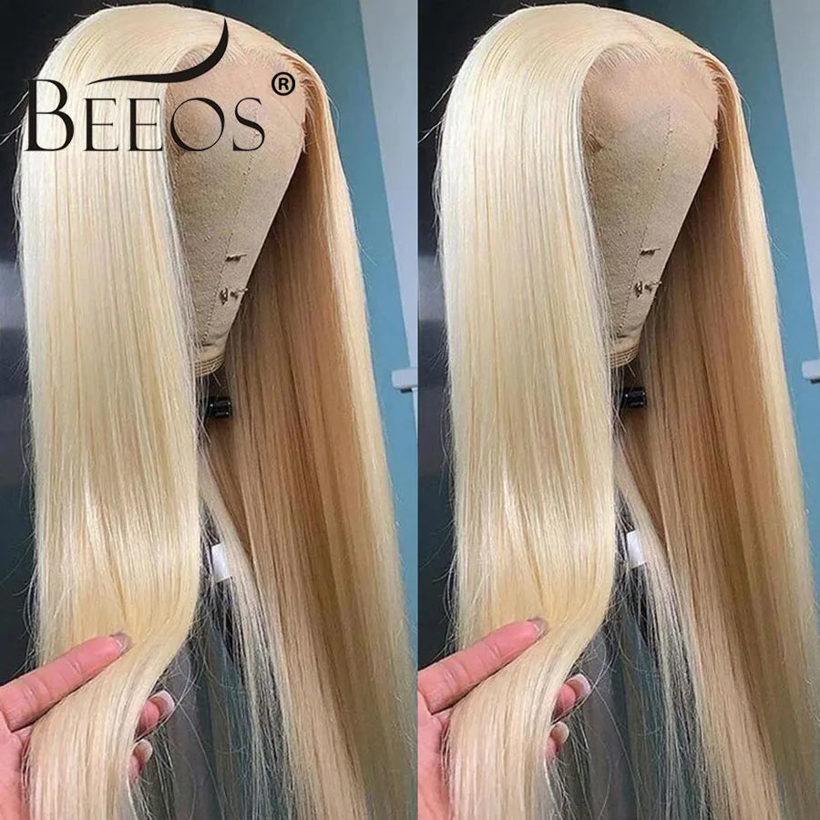 BEEOS 250% 34inch 613 Blonde 13x6 HD Full Lace Frontal Human hair Wigs