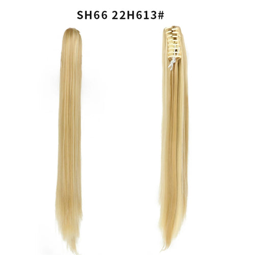 Long Wavy Straight Claw Clip On Ponytail Hair Extension Synthetic